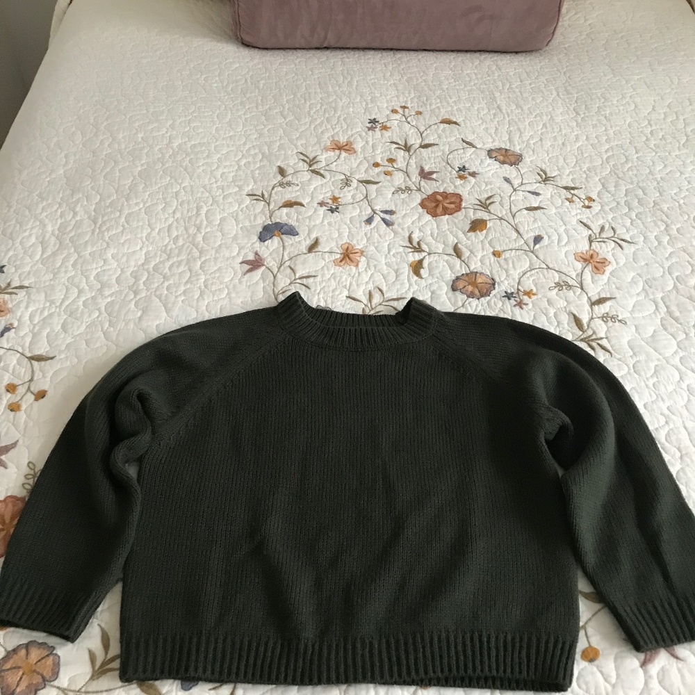 Tuesday of California Donna Cropped Sweater in Green Medium